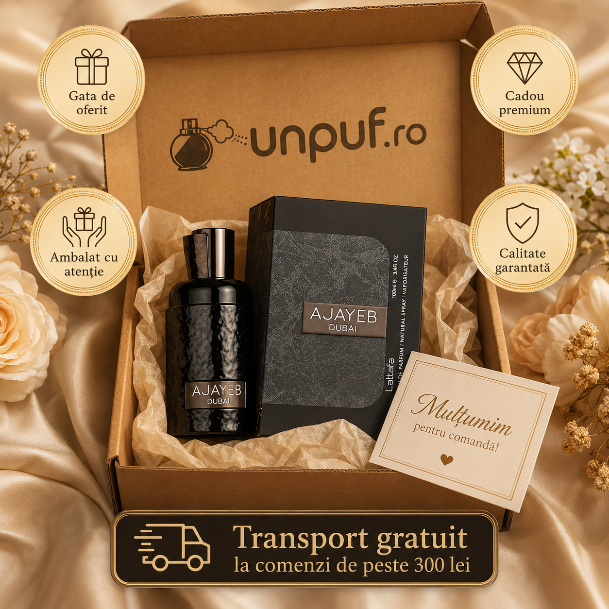 Parfum Unisex Lattafa Ajayeb Dubai Eau de Parfum 100 ml, prezentare elegantă
